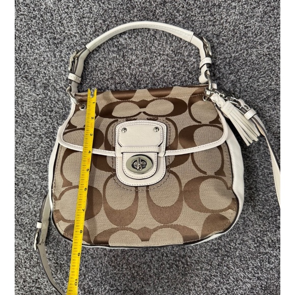 COACH 19034 Khaki  Ivory Signature Jacquard Leather Legacy Willis Crossbody Bag - Picture 14 of 15
